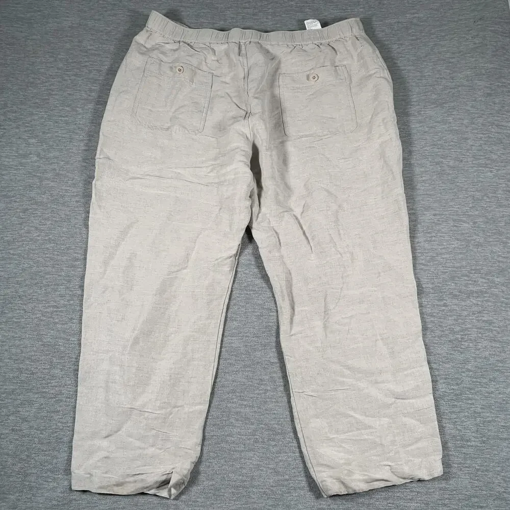 Cubavera Pants Mens XL Beige Linen Blend Jogger Drawstring Relaxed Fit Casual
